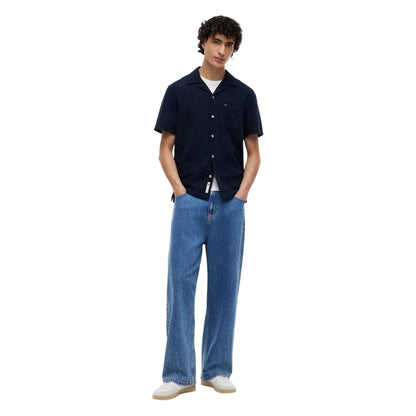 Dark Navy - Lifestyle - Tommy Jeans Mens Linen Short-Sleeved Shirt