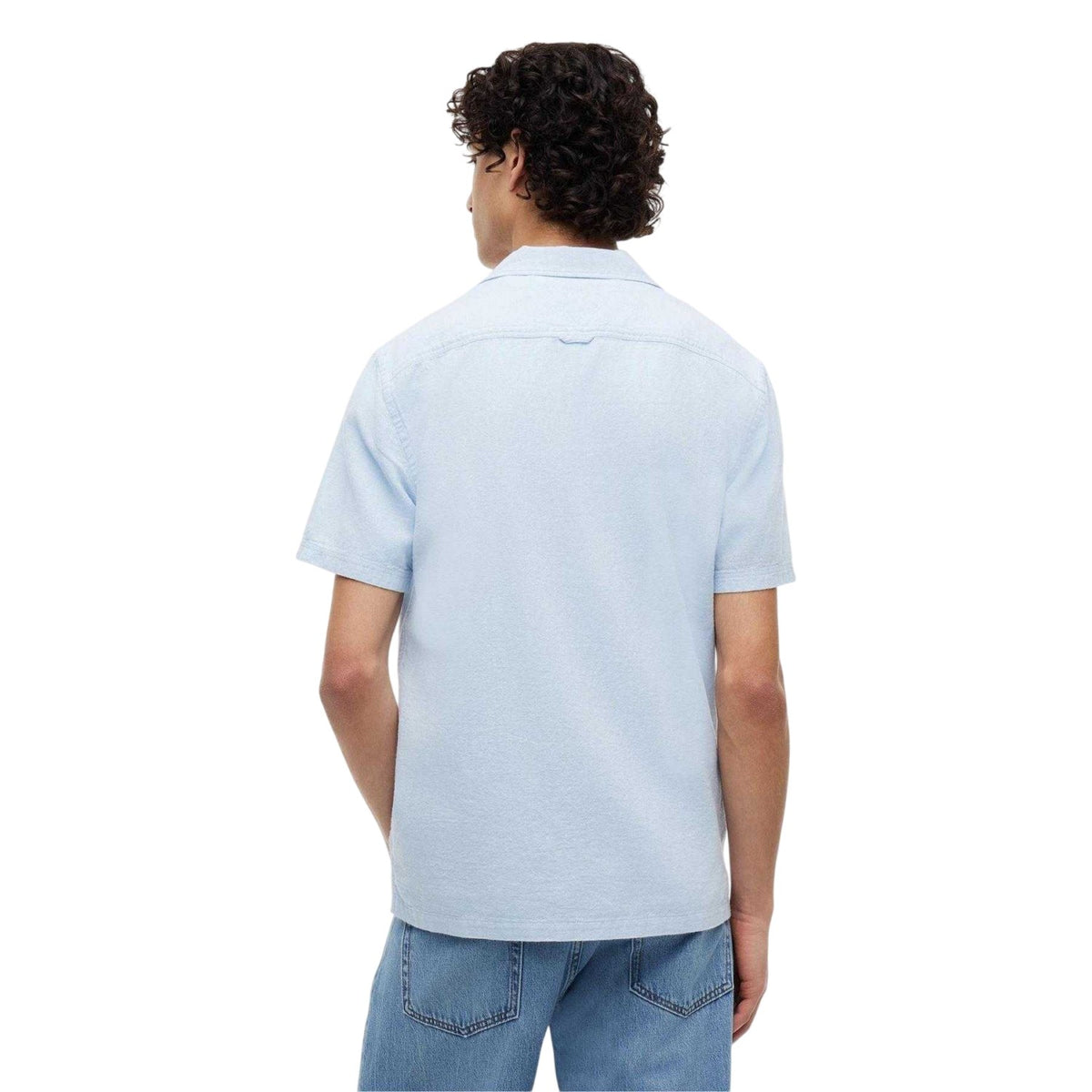 Sweet Blue - Back - Tommy Jeans Mens Linen Short-Sleeved Shirt