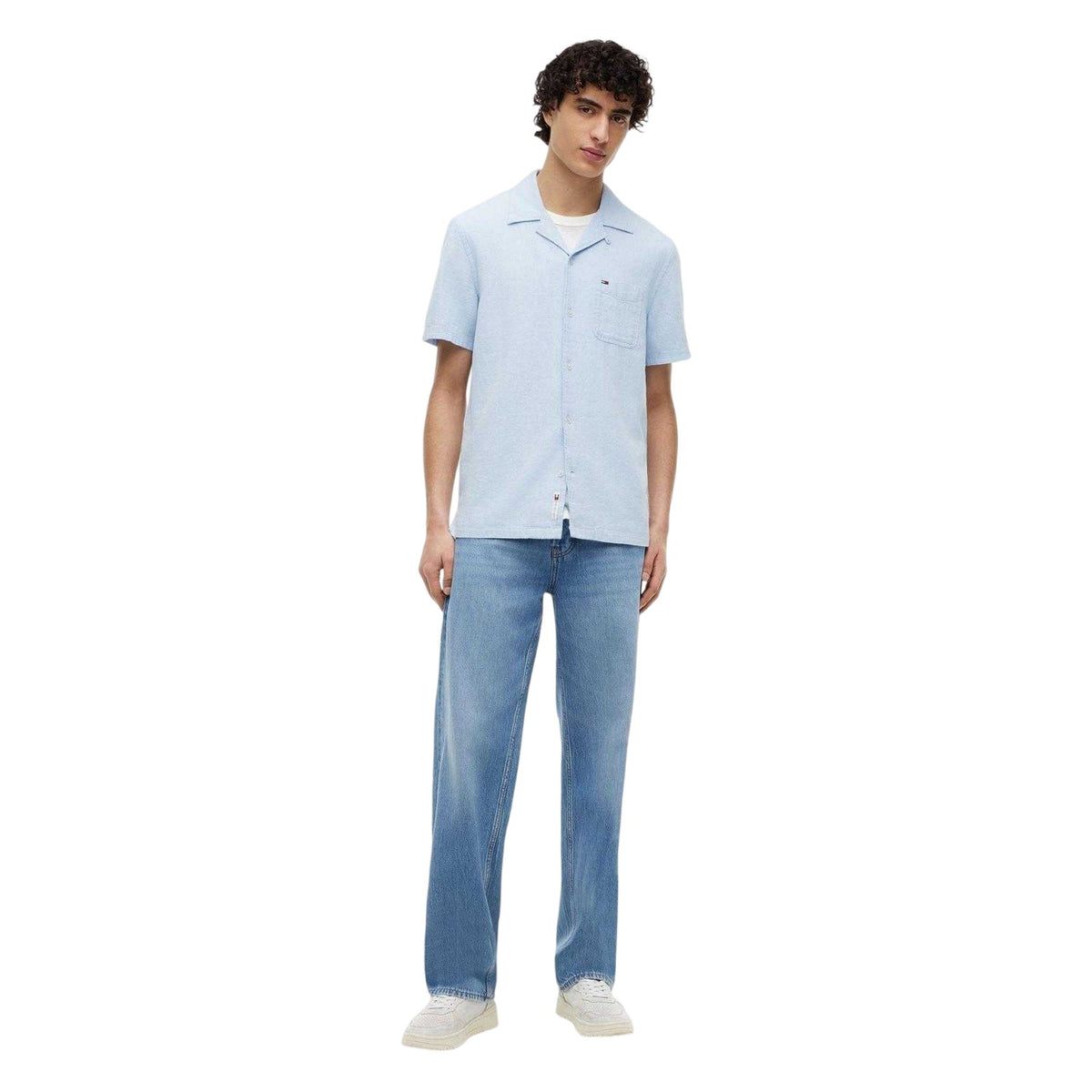 Sweet Blue - Lifestyle - Tommy Jeans Mens Linen Short-Sleeved Shirt
