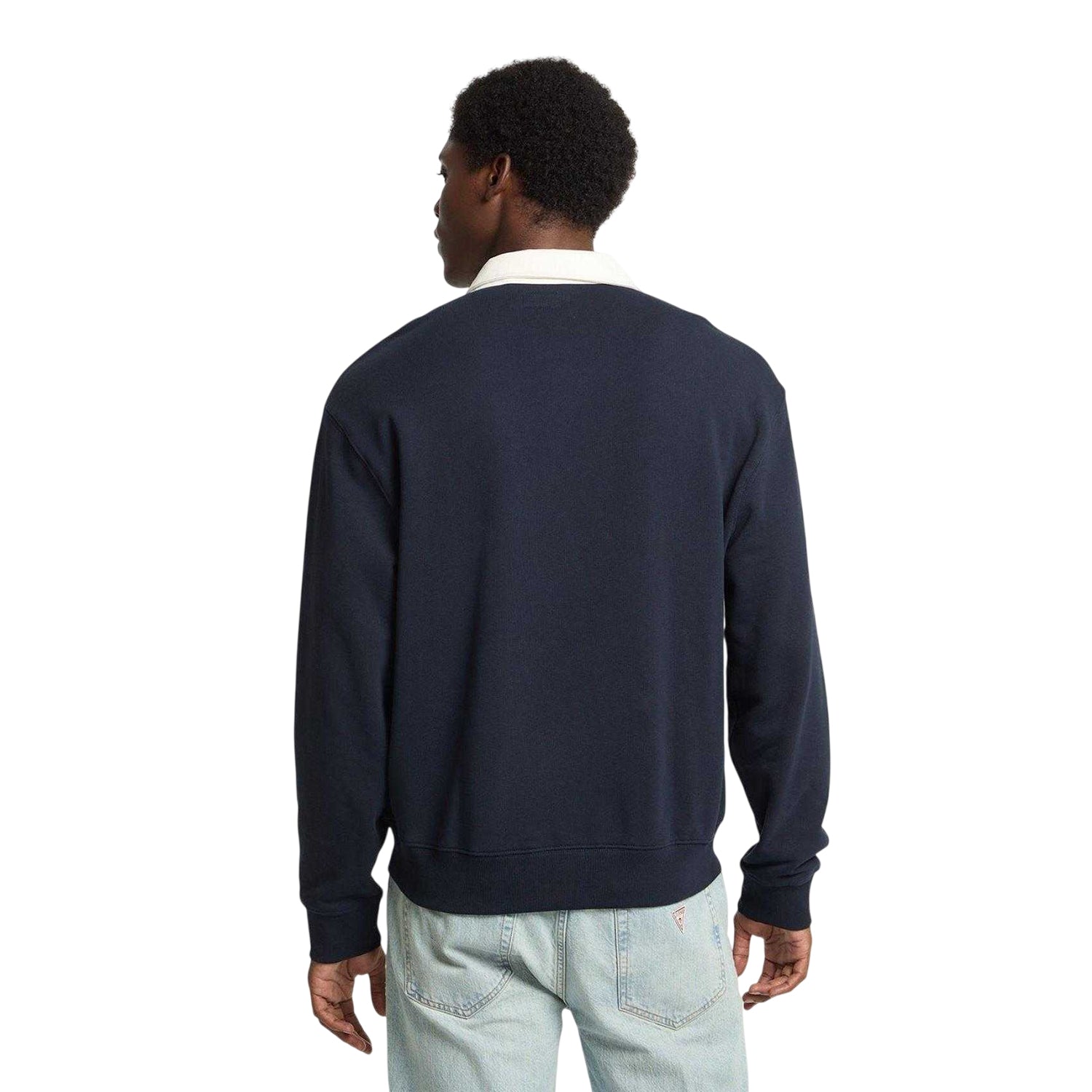 Ocean Blue - Back - Guess Mens Regular Long-Sleeved Rugby Shirt