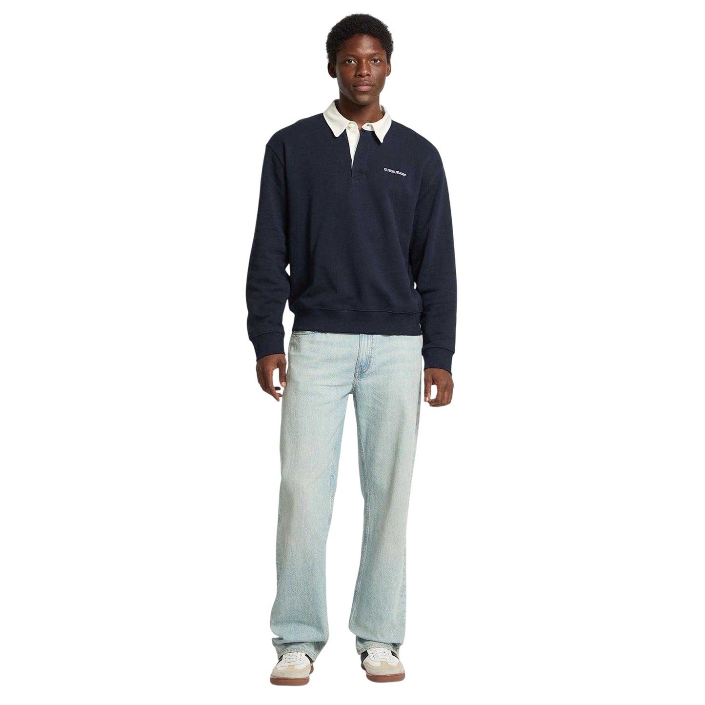 Ocean Blue - Side - Guess Mens Regular Long-Sleeved Rugby Shirt