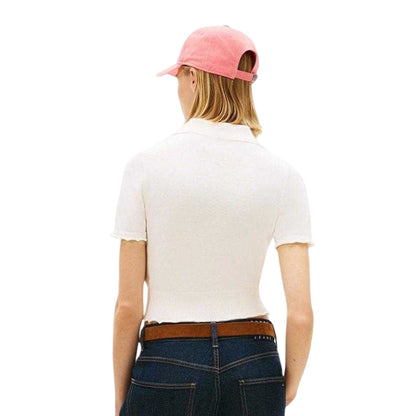 White - Back - Tommy Jeans Womens-Ladies Logo Polo Shirt