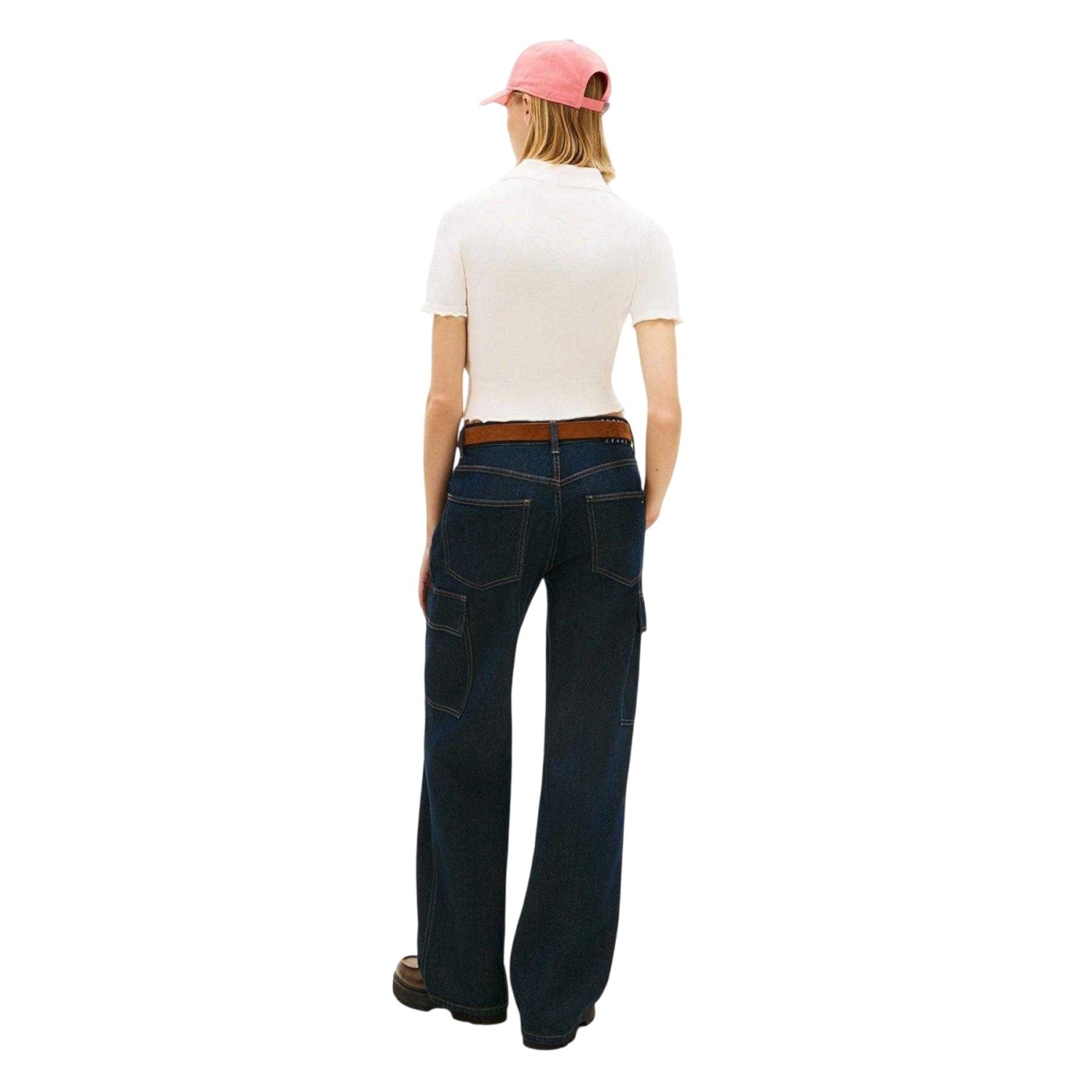 White - Close up - Tommy Jeans Womens-Ladies Logo Polo Shirt