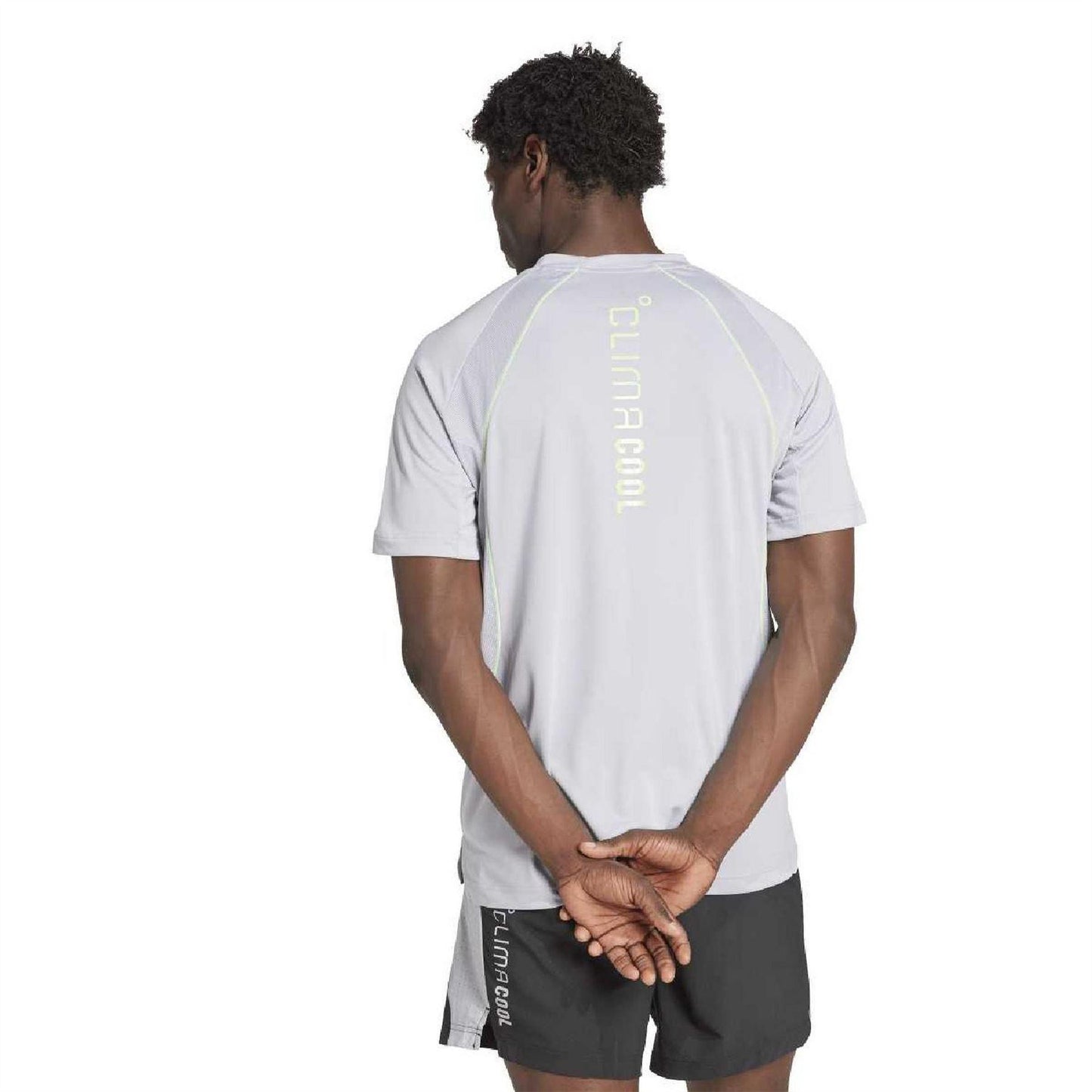 Silver - Back - Adidas Mens Logo Climacool T-Shirt