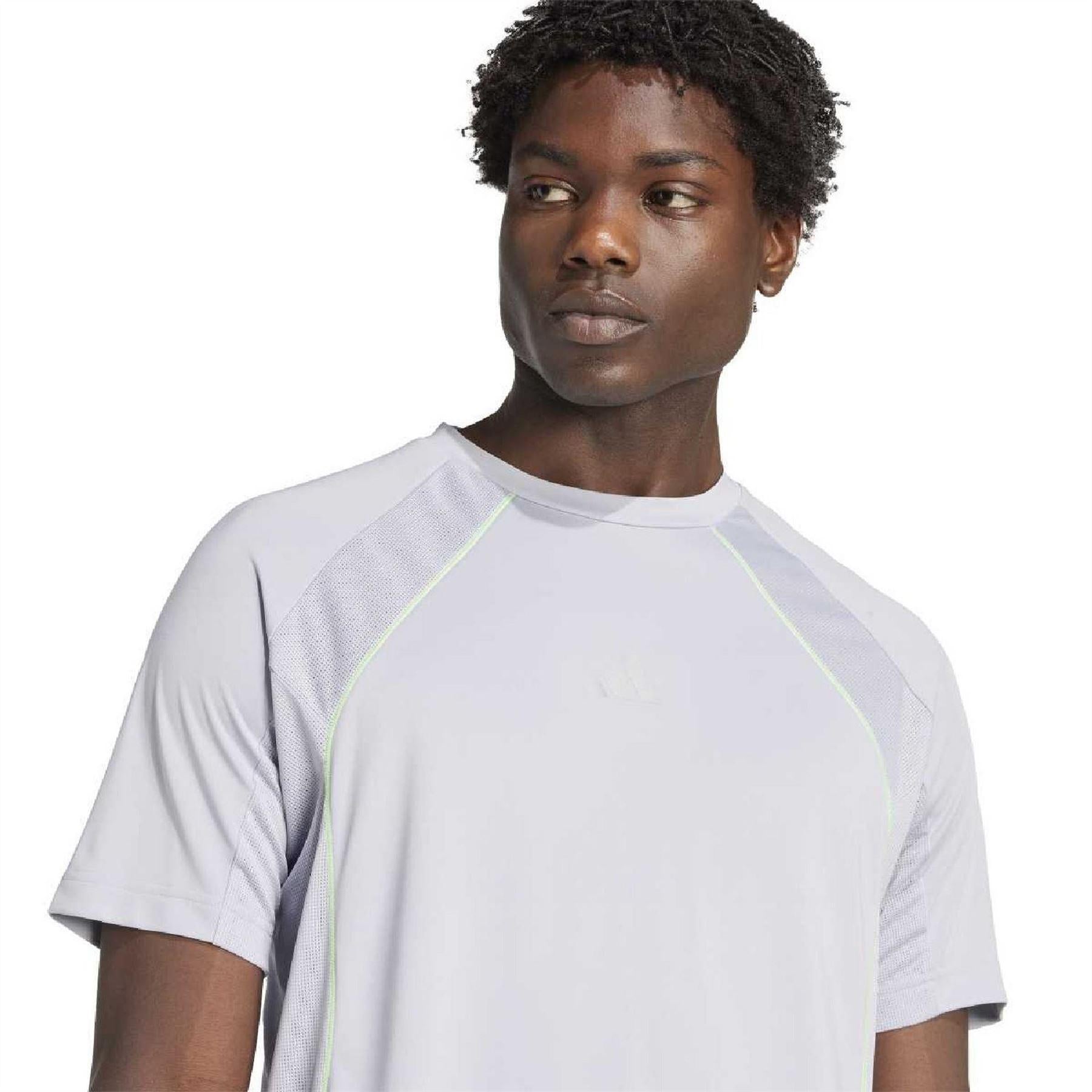 Silver - Side - Adidas Mens Logo Climacool T-Shirt