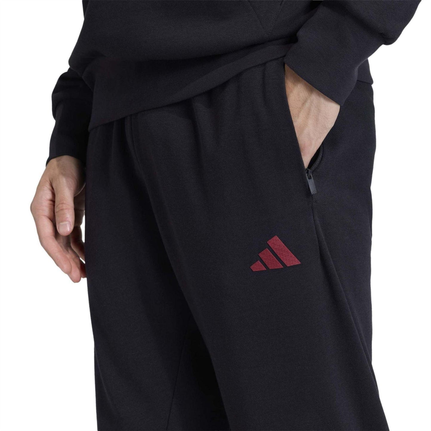Black - Side - Adidas Mens 3 Stripes Tapered Slim Running Jogging Bottoms