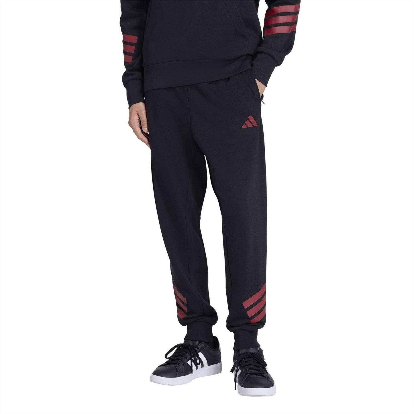 Black - Pack Shot - Adidas Mens 3 Stripes Tapered Slim Running Jogging Bottoms