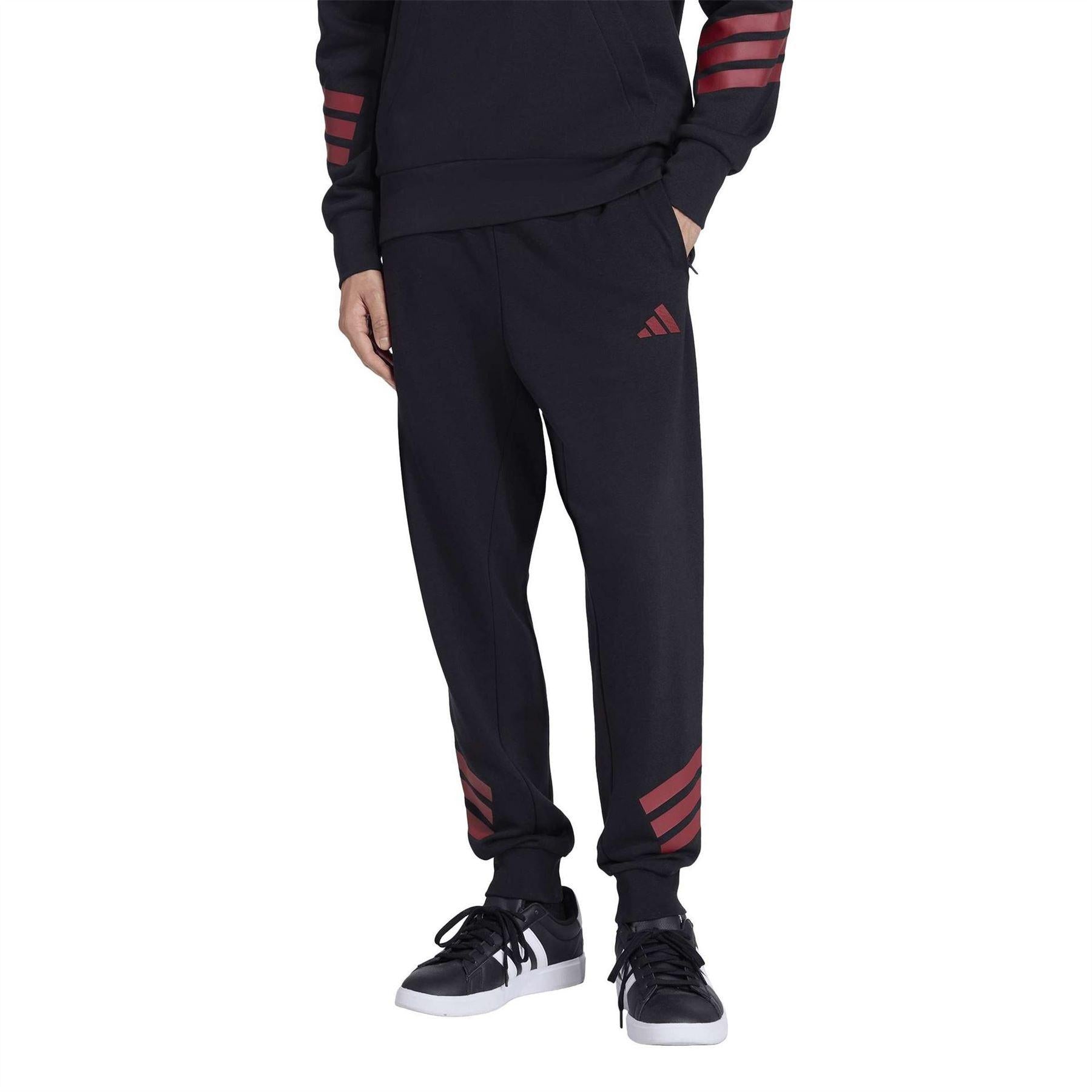 Black - Pack Shot - Adidas Mens 3 Stripes Tapered Slim Running Jogging Bottoms