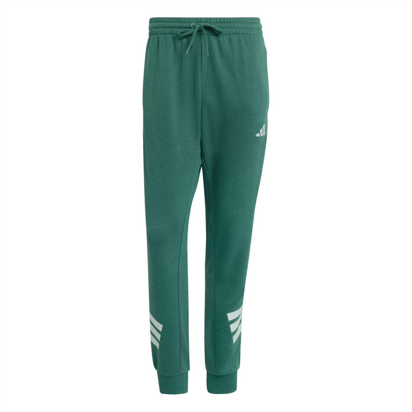 Collegiate Green - Front - Adidas Mens 3 Stripes Tapered Slim Running Jogging Bottoms