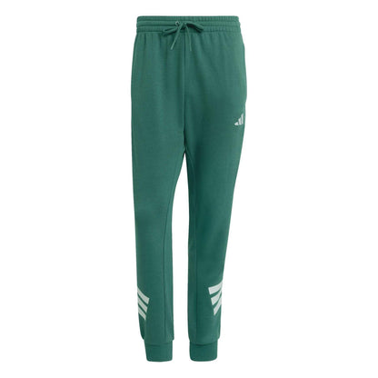 Collegiate Green - Front - Adidas Mens 3 Stripes Tapered Slim Running Jogging Bottoms