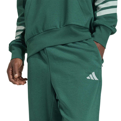 Collegiate Green - Side - Adidas Mens 3 Stripes Tapered Slim Running Jogging Bottoms