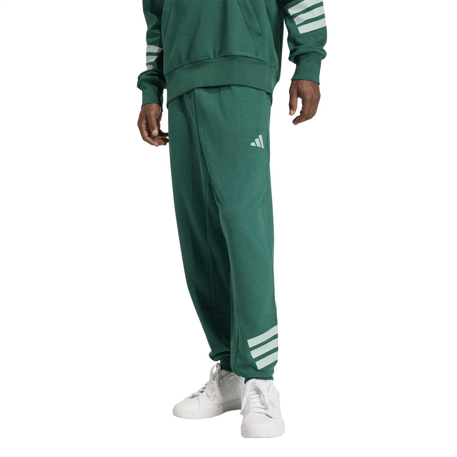 Collegiate Green - Pack Shot - Adidas Mens 3 Stripes Tapered Slim Running Jogging Bottoms