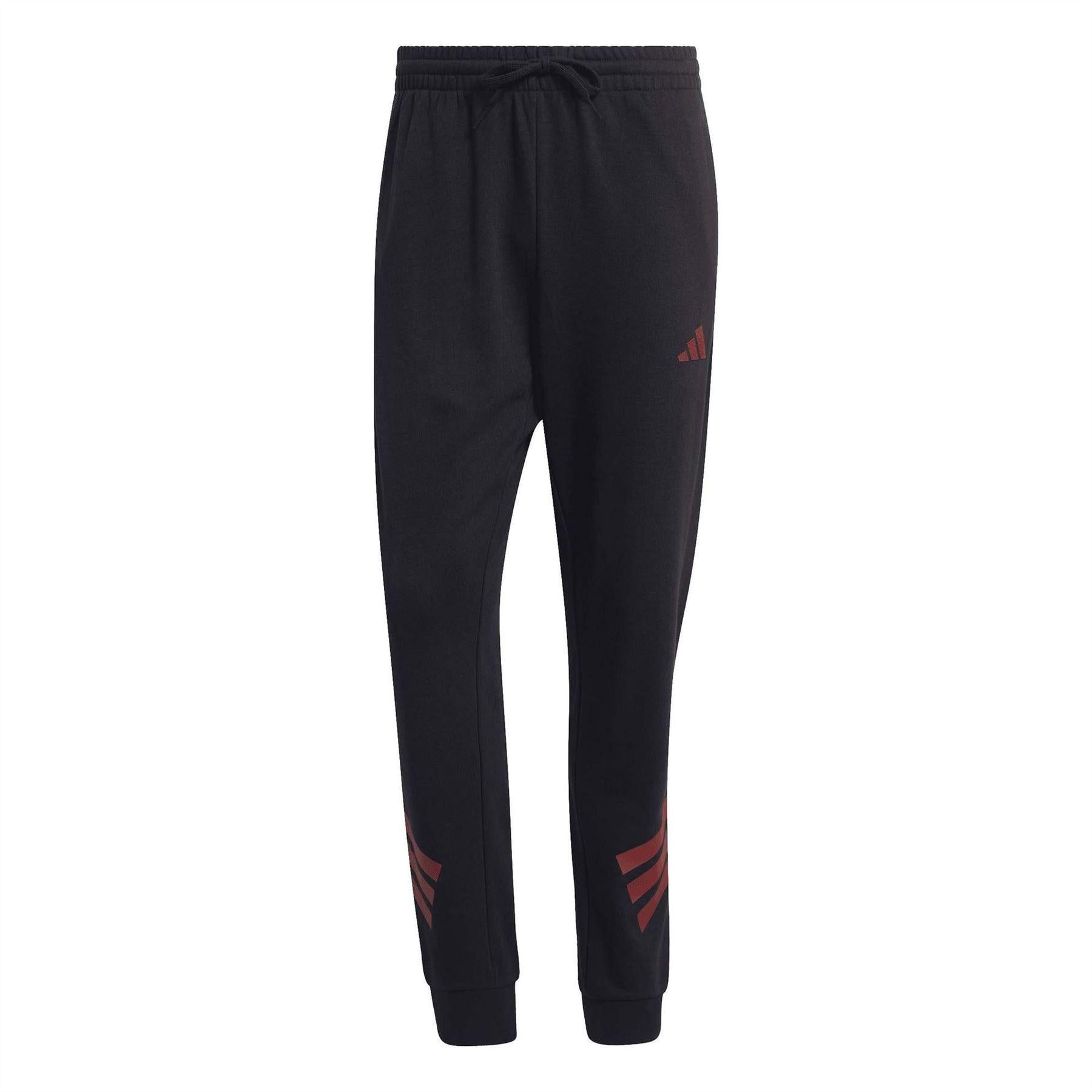 Black - Front - Adidas Mens 3 Stripes Tapered Slim Running Jogging Bottoms