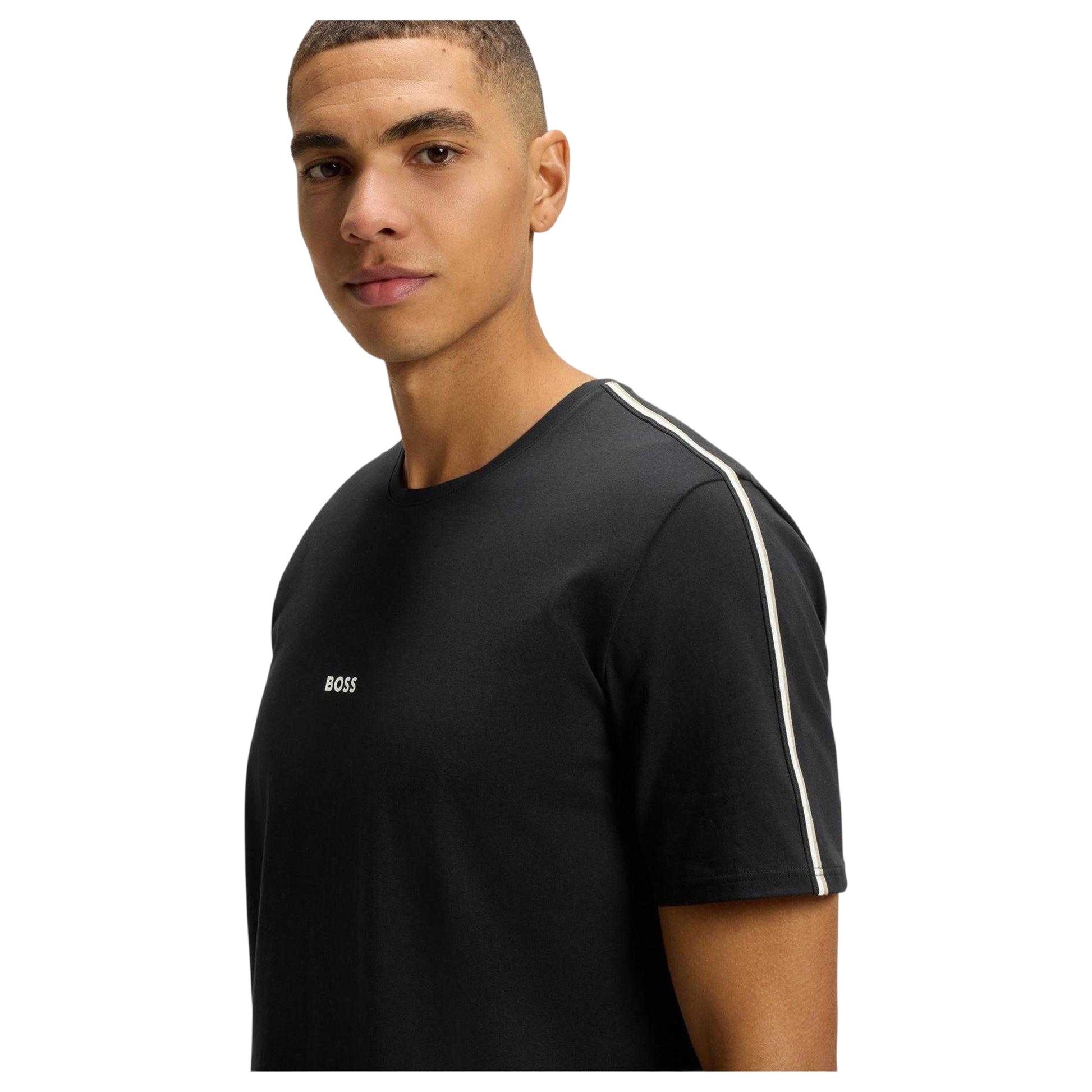 Black - Side - Boss Mens Logo Polycotton Regular T-Shirt