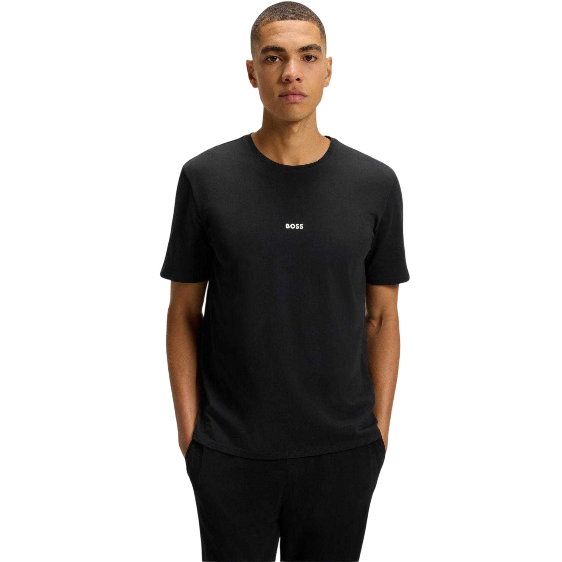Black - Lifestyle - Boss Mens Logo Polycotton Regular T-Shirt