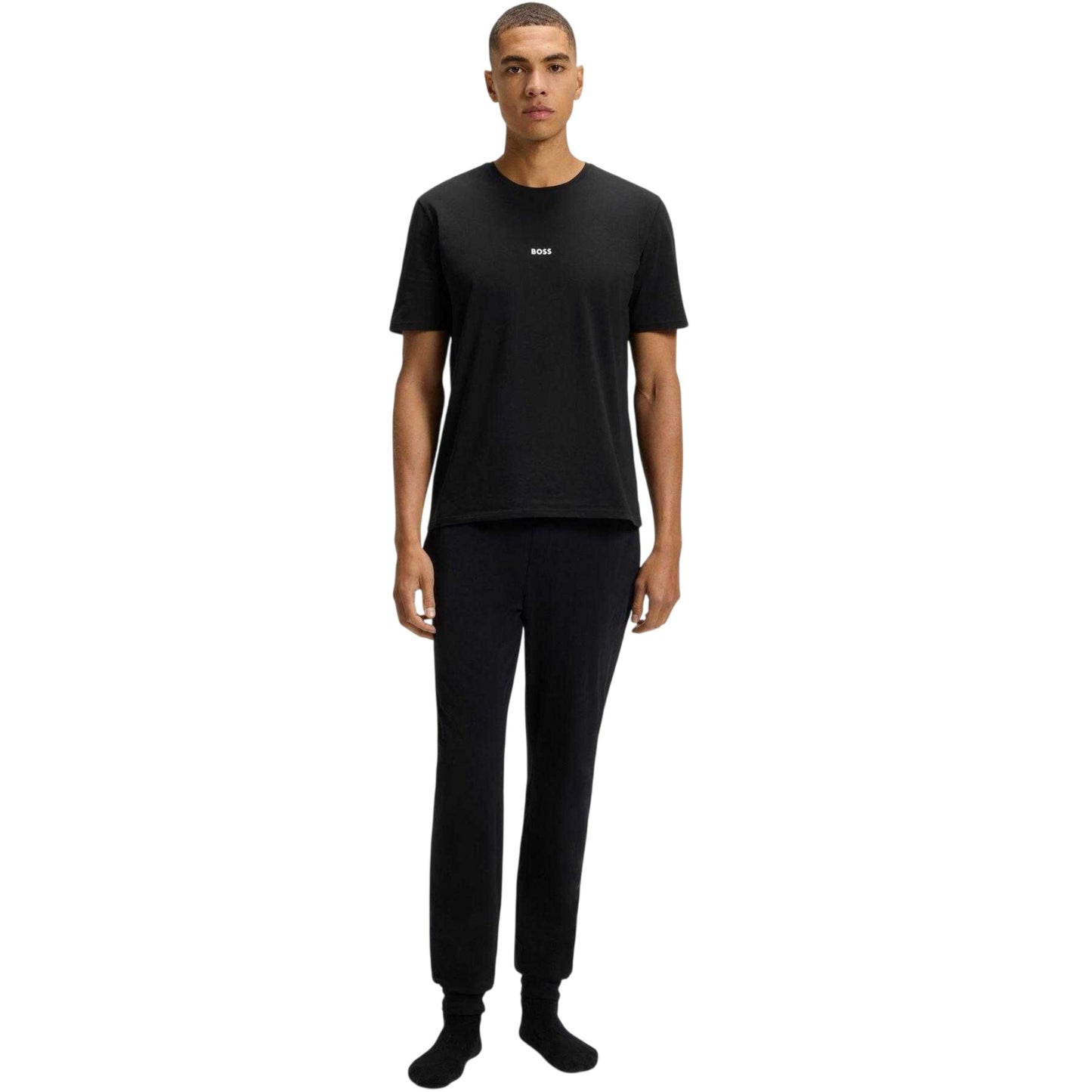 Black - Pack Shot - Boss Mens Logo Polycotton Regular T-Shirt