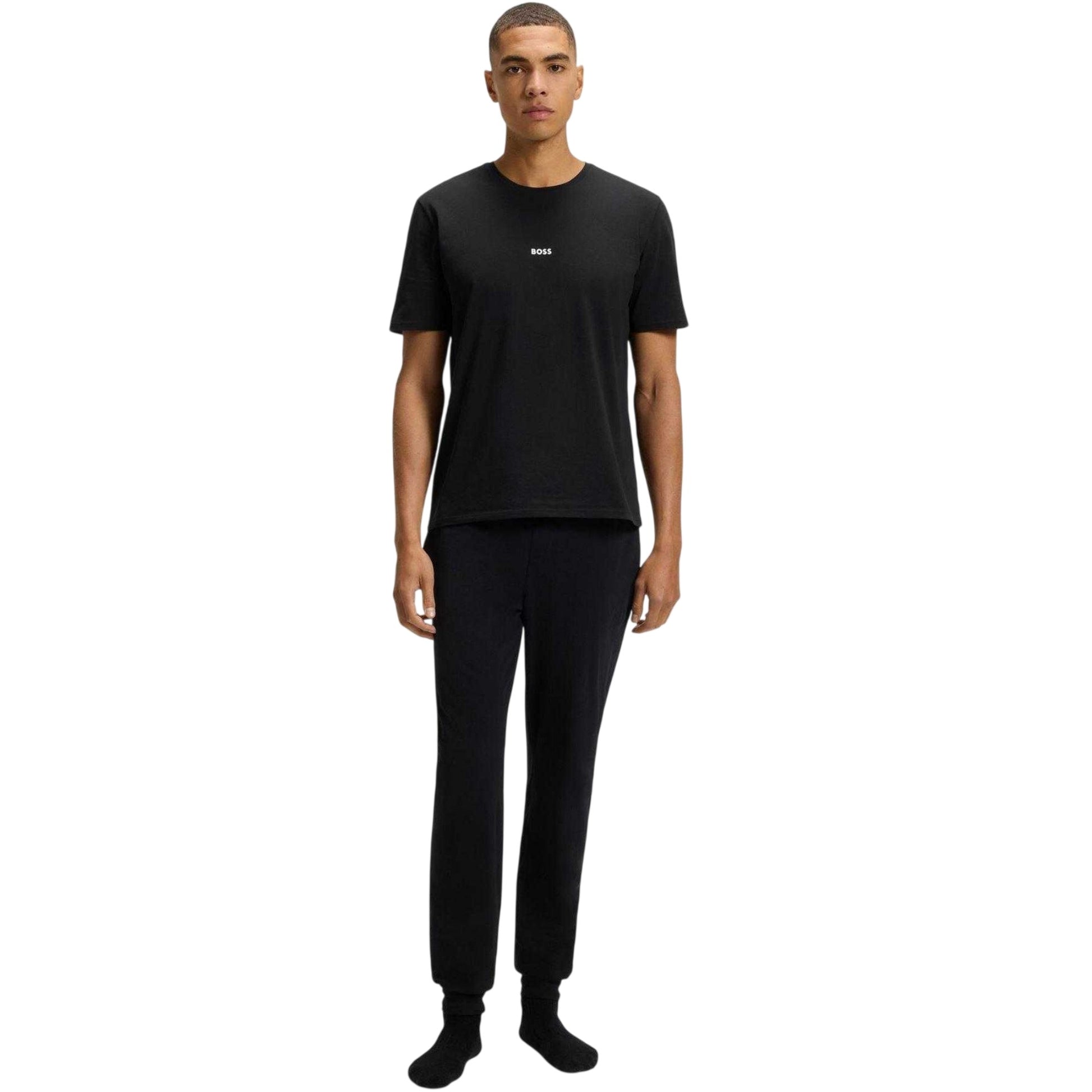 Black - Pack Shot - Boss Mens Logo Polycotton Regular T-Shirt