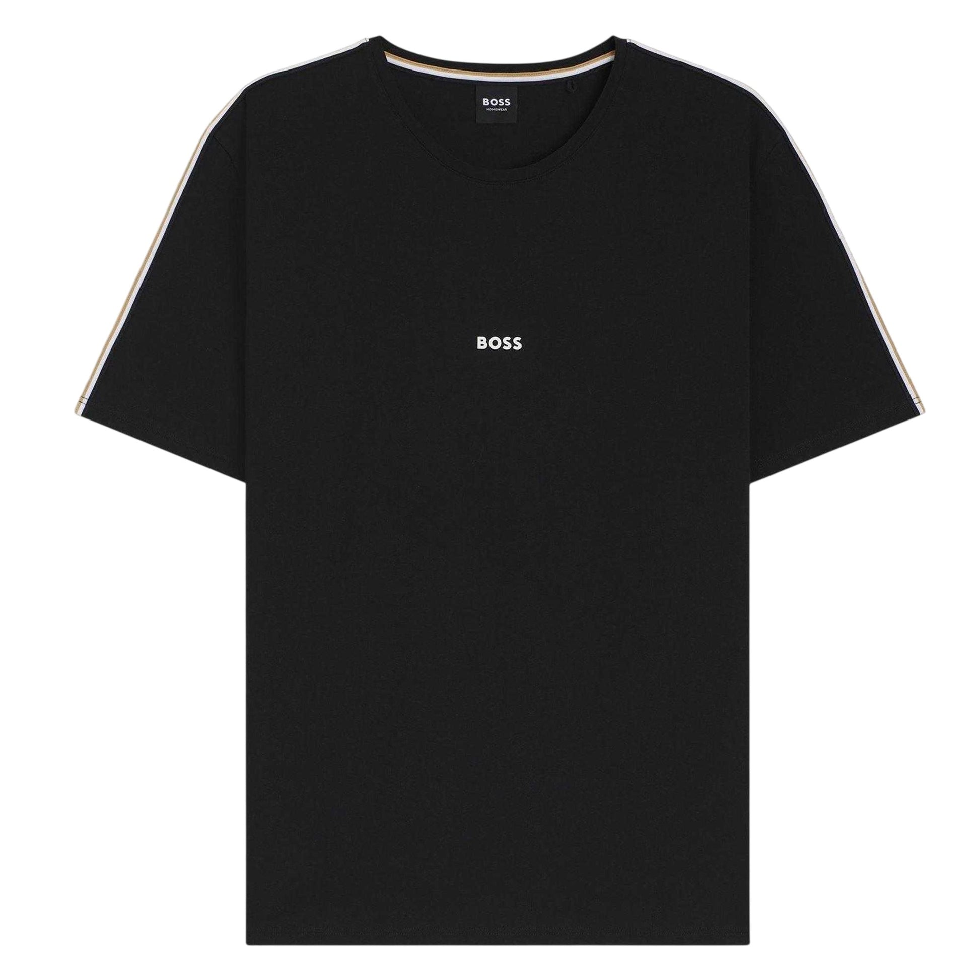Black - Front - Boss Mens Logo Polycotton Regular T-Shirt