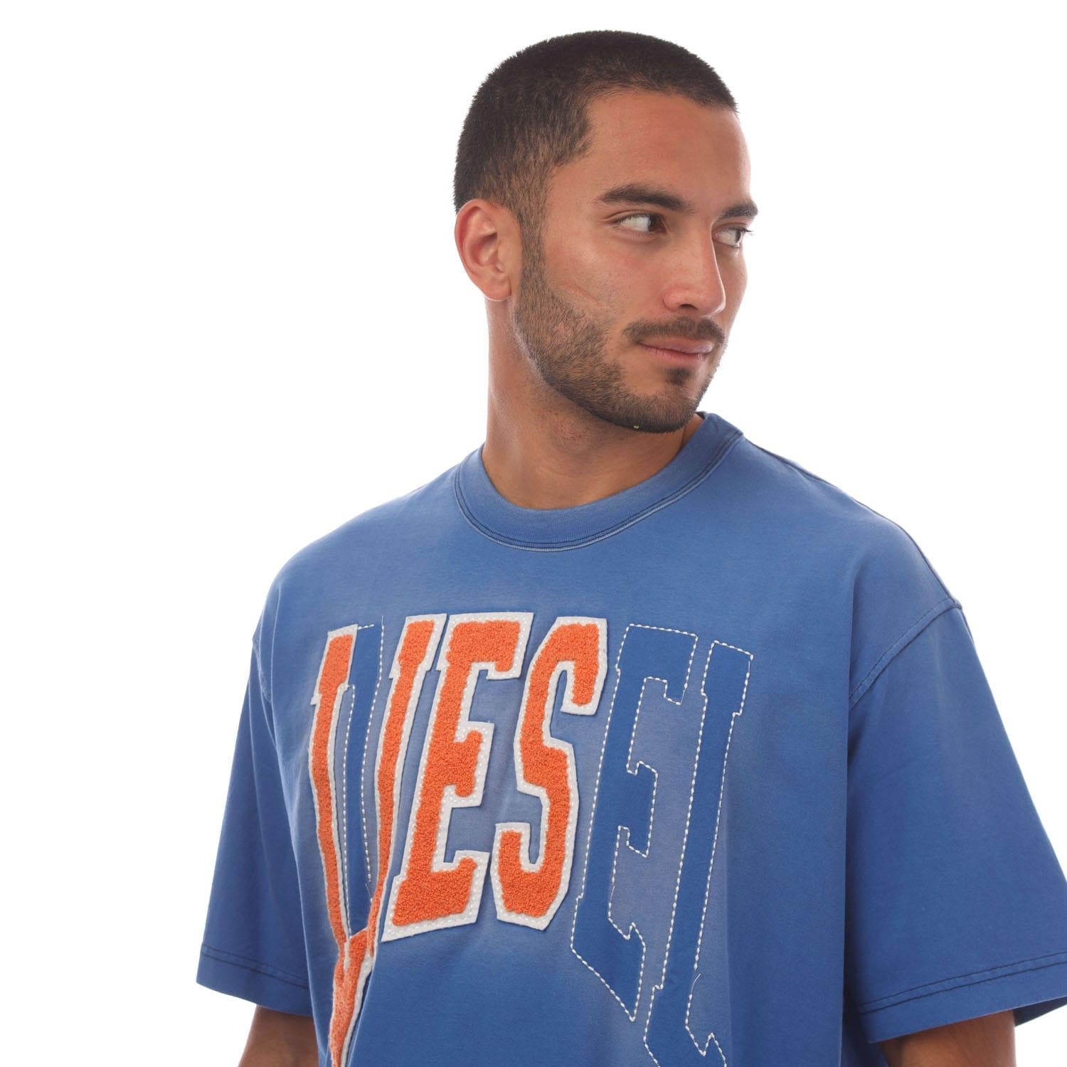 Blue-Orange - Side - Diesel Womens-Ladies T-Wash-N T-Shirt