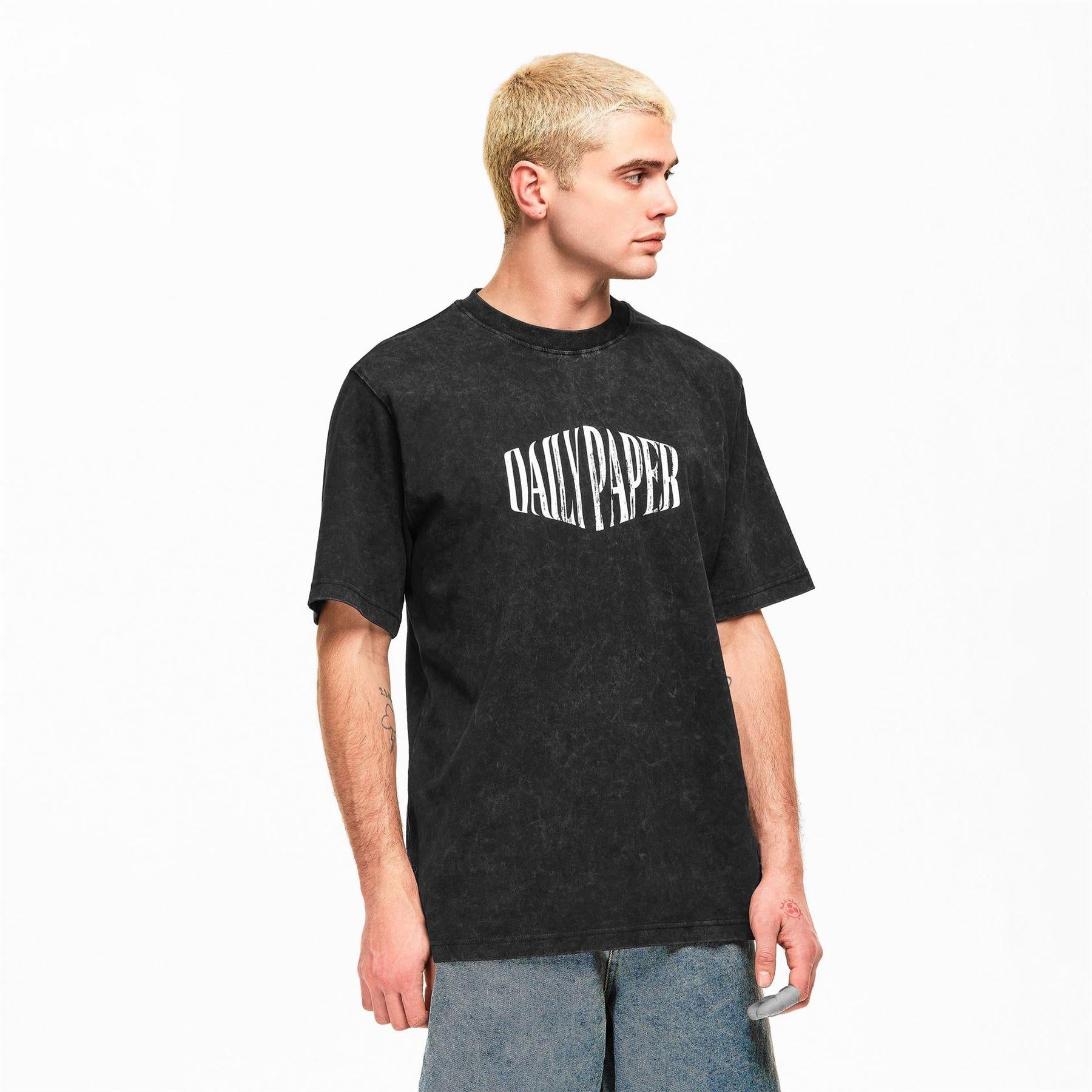 Black - Lifestyle - Daily Paper Mens Washed Out Logo T-Shirt
