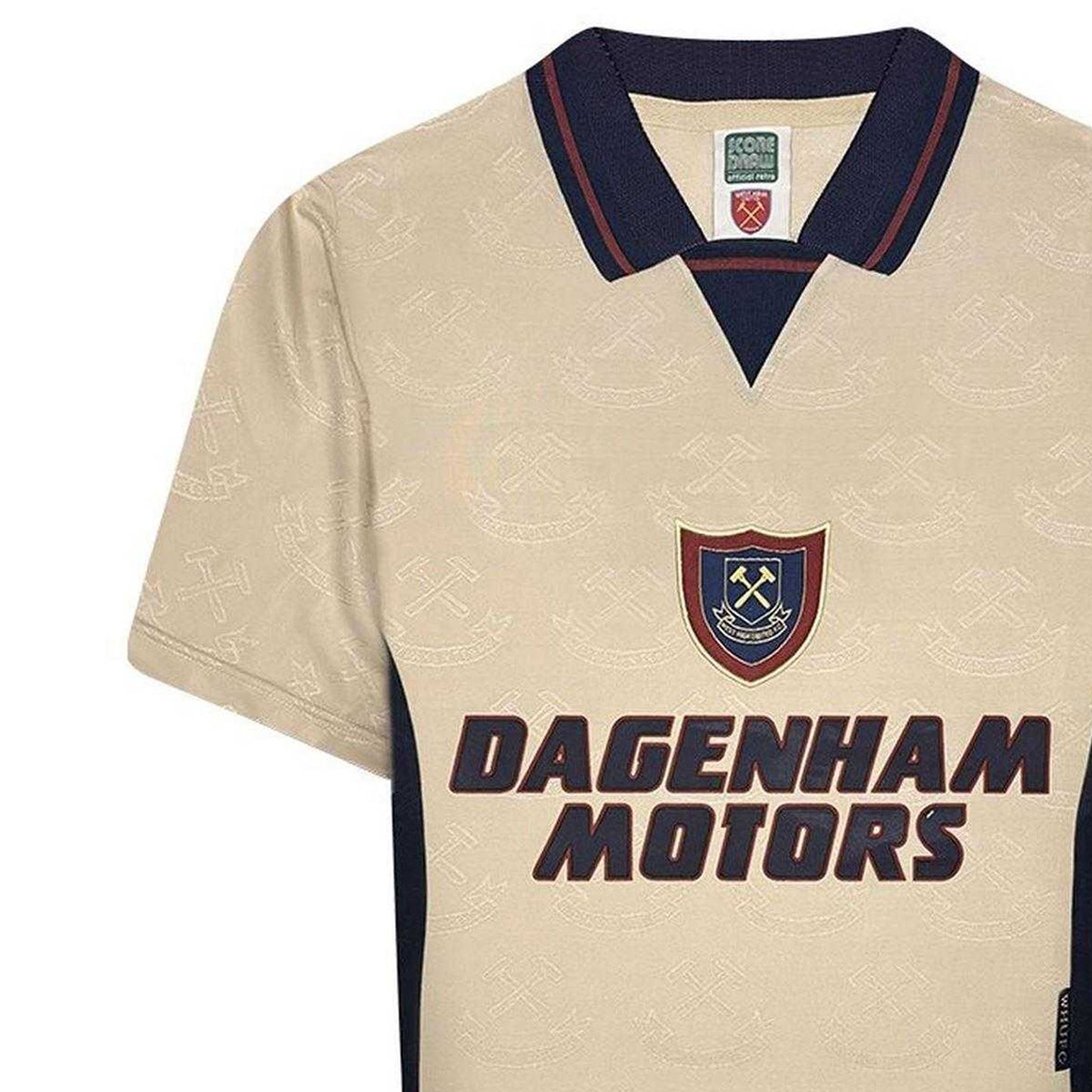 Ecru-Blue - Side - Score Draw Mens 1996 West Ham United FC Football Jersey