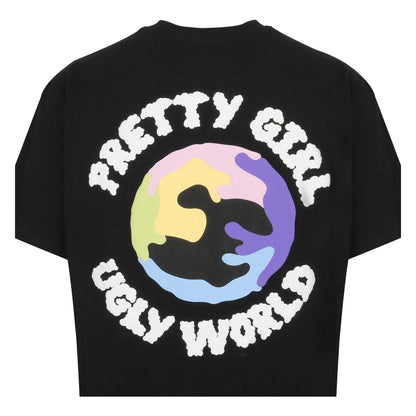 Black - Side - Pretty Boy Ugly World Womens-Ladies Graphic Print Short-Sleeved T-Shirt