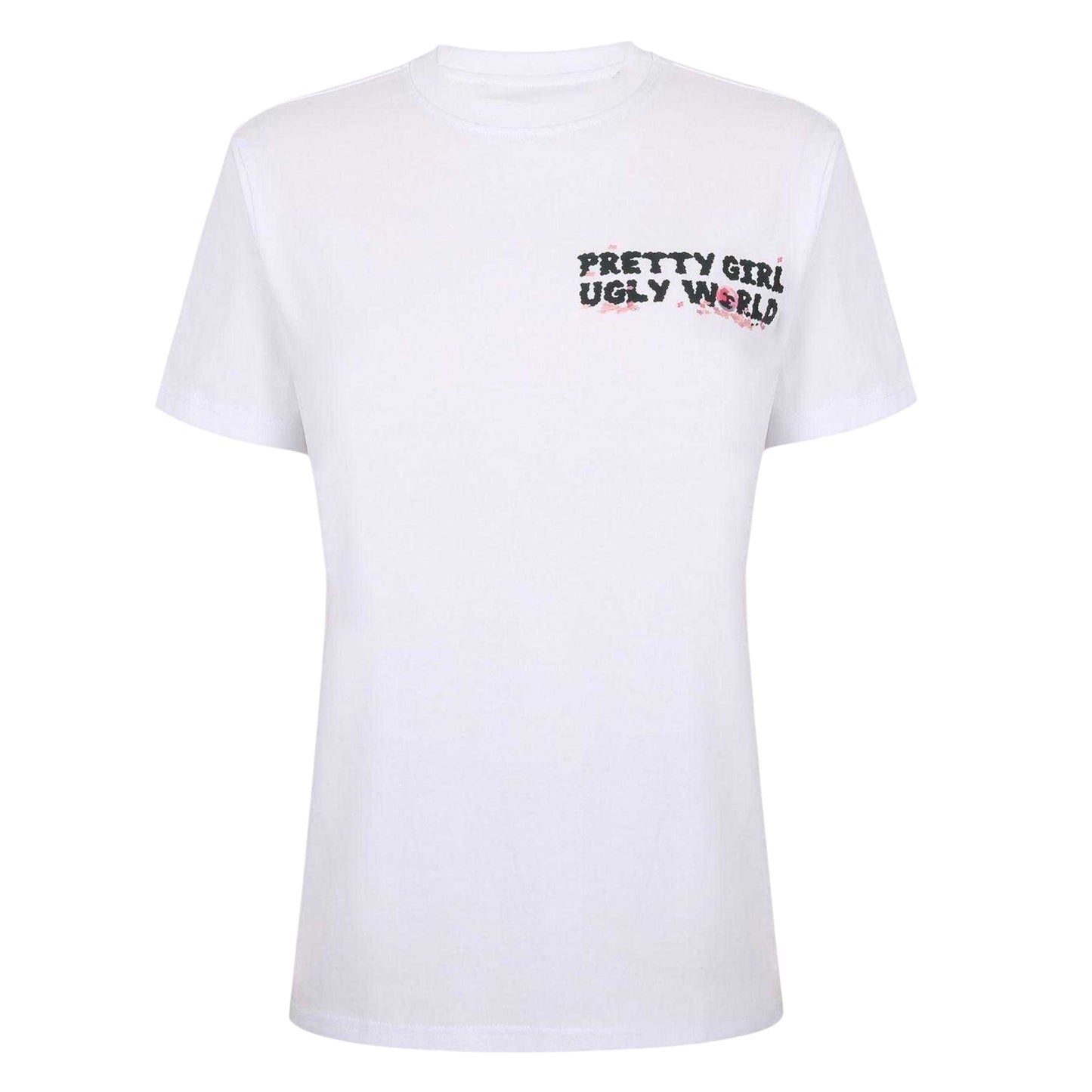 White-Pink - Front - Pretty Boy Ugly World Womens-Ladies Graphic Print Short-Sleeved T-Shirt