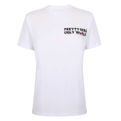 White-Pink - Front - Pretty Boy Ugly World Womens-Ladies Graphic Print Short-Sleeved T-Shirt