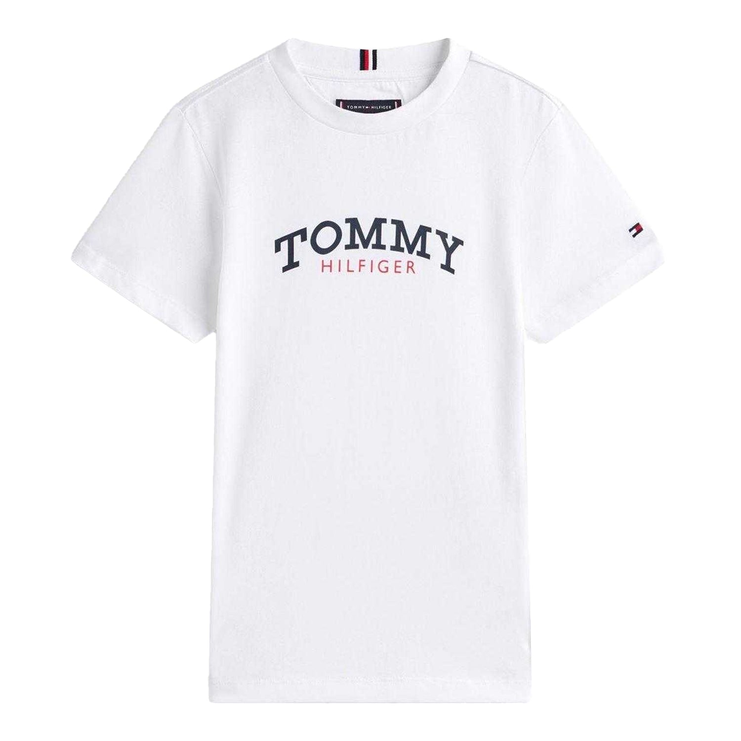 White - Front - Tommy Hilfiger Childrens-Kids Monogram Cotton T-Shirt