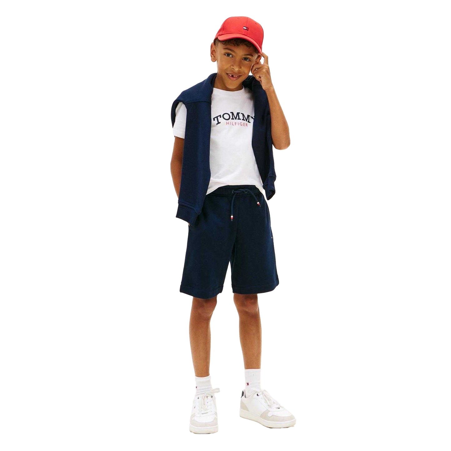 White - Lifestyle - Tommy Hilfiger Childrens-Kids Monogram Cotton T-Shirt