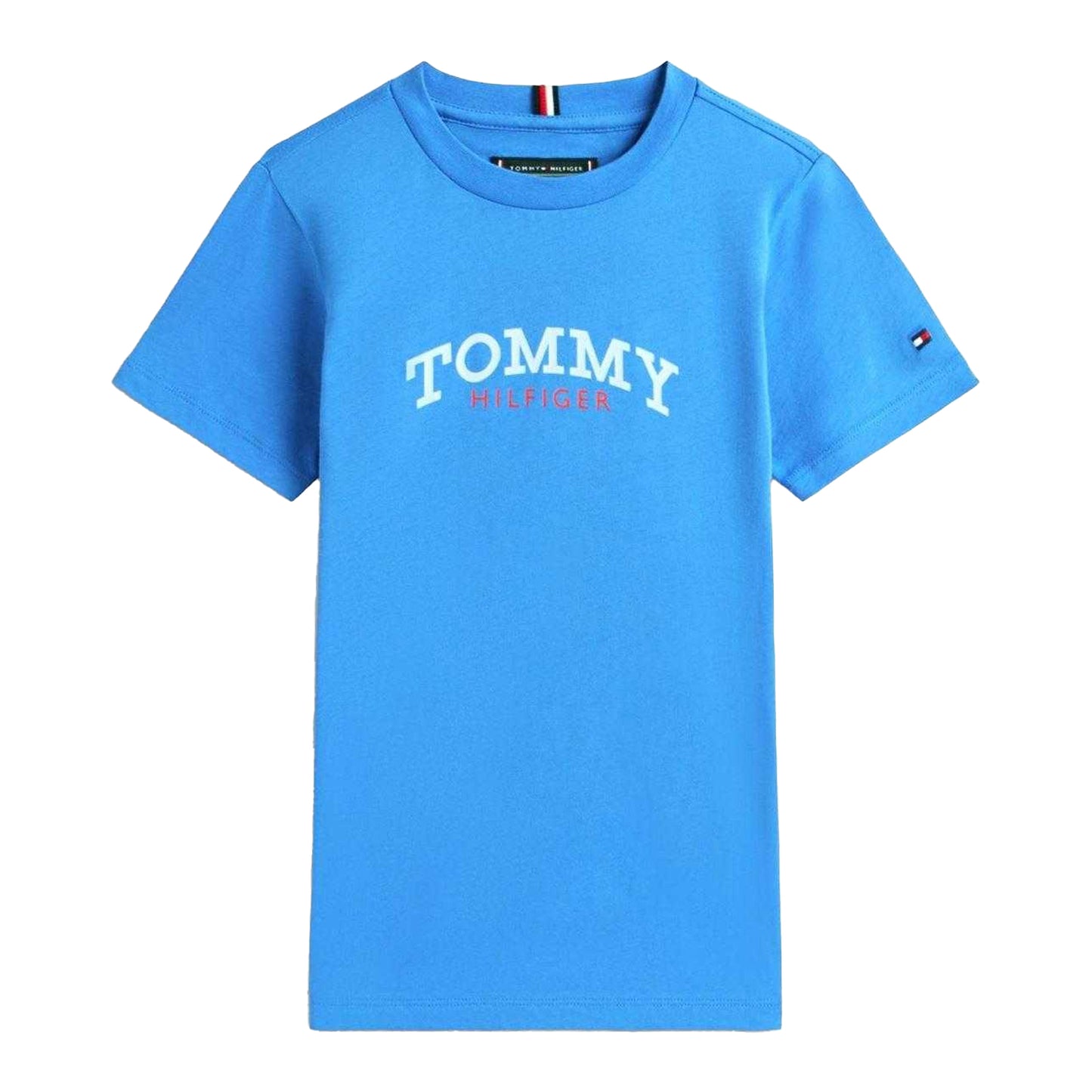Blue - Front - Tommy Hilfiger Childrens-Kids Monogram Cotton T-Shirt
