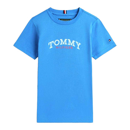 Blue - Front - Tommy Hilfiger Childrens-Kids Monogram Cotton T-Shirt