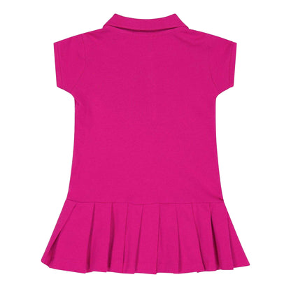 Pink - Back - Ralph Lauren Girls Mini Polo Shirt Dress