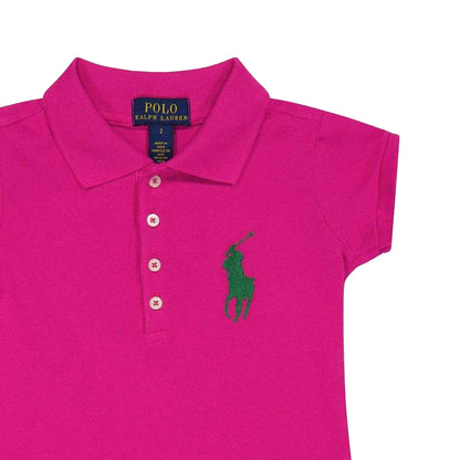 Pink - Side - Ralph Lauren Girls Mini Polo Shirt Dress