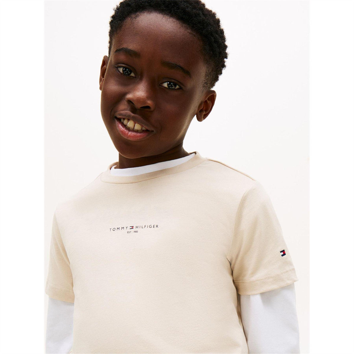 Beige - Lifestyle - Tommy Hilfiger Childrens-Kids Short-Sleeved T-Shirt & Shorts Set
