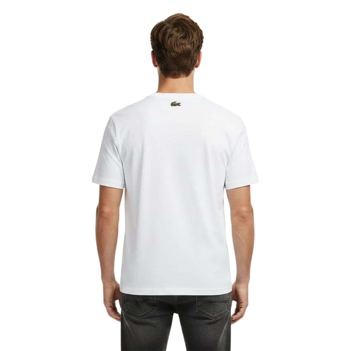 White - Lifestyle - Lacoste Mens Croc Script Graphic Logo Classic T-Shirt