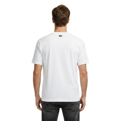 White - Lifestyle - Lacoste Mens Croc Script Graphic Logo Classic T-Shirt
