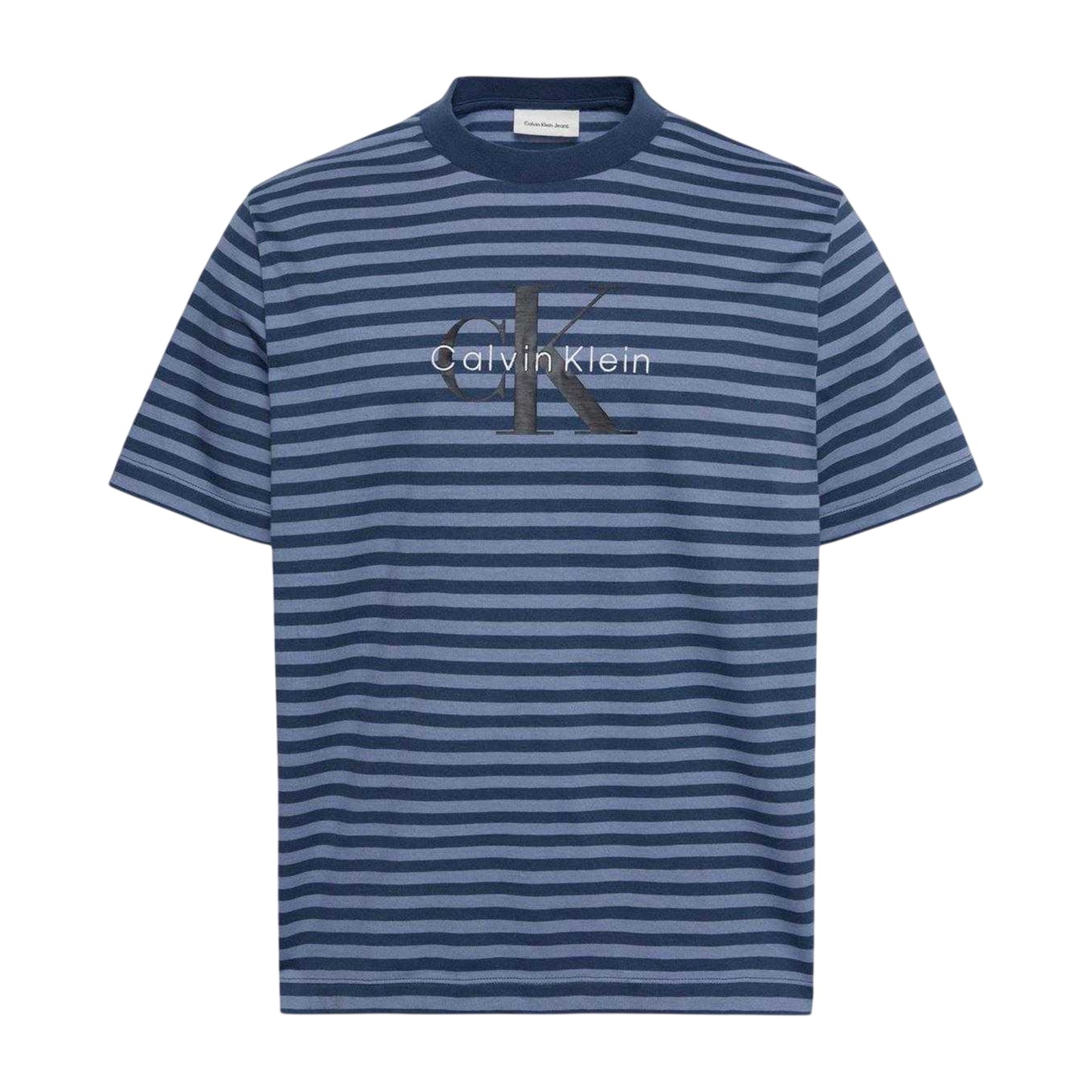 Dark Denim - Front - Calvin Klein Mens Jeans Stripes Rib Knit T-Shirt