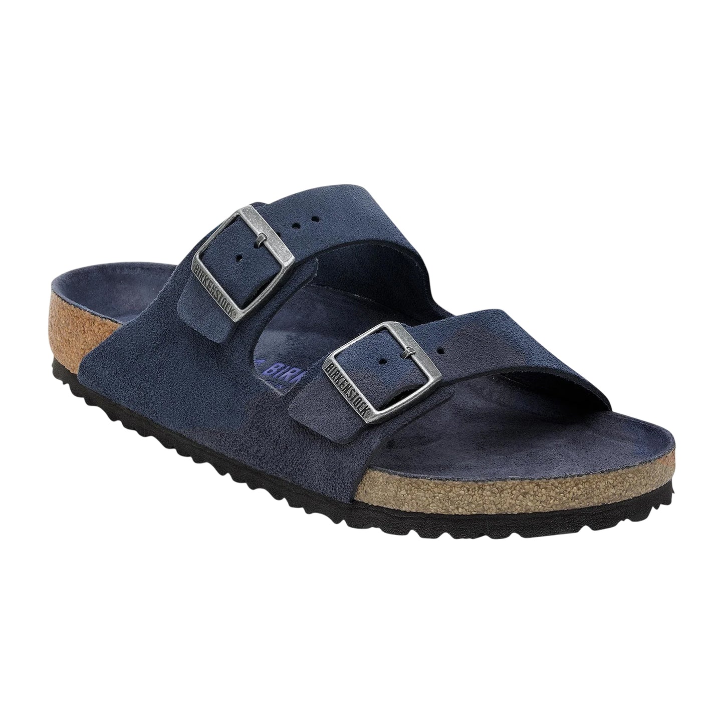 New French Navy - Back - Birkenstock Childrens-Kids Arizona Suede Sandals