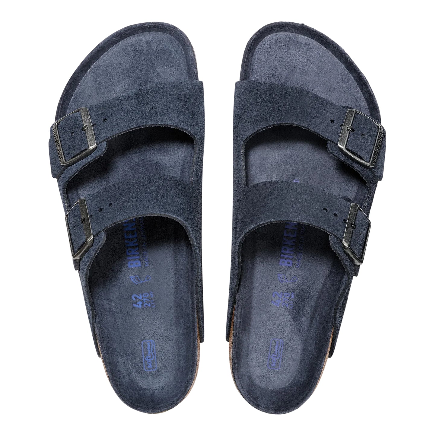 New French Navy - Side - Birkenstock Childrens-Kids Arizona Suede Sandals