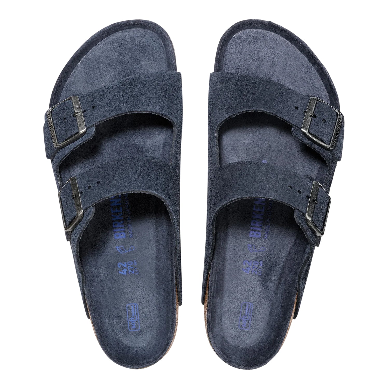 New French Navy - Side - Birkenstock Childrens-Kids Arizona Suede Sandals