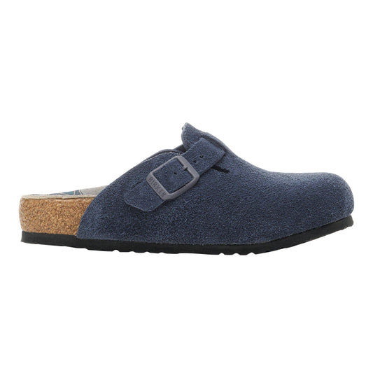 New French Navy - Front - Birkenstock Childrens-Kids Boston Suede Flat Clogs