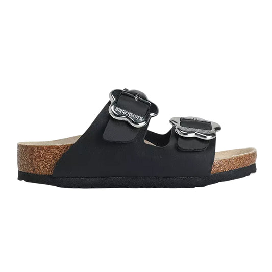 Black - Front - Birkenstock Childrens-Kids Arizona Floral Double Strap Sandals