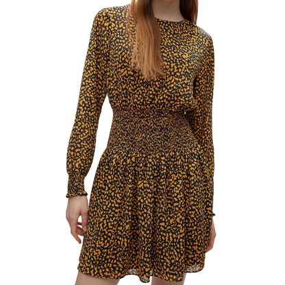 Orange-Black - Side - Hugo Womens-Ladies Kolinis-1 Animal Print Mini Dress