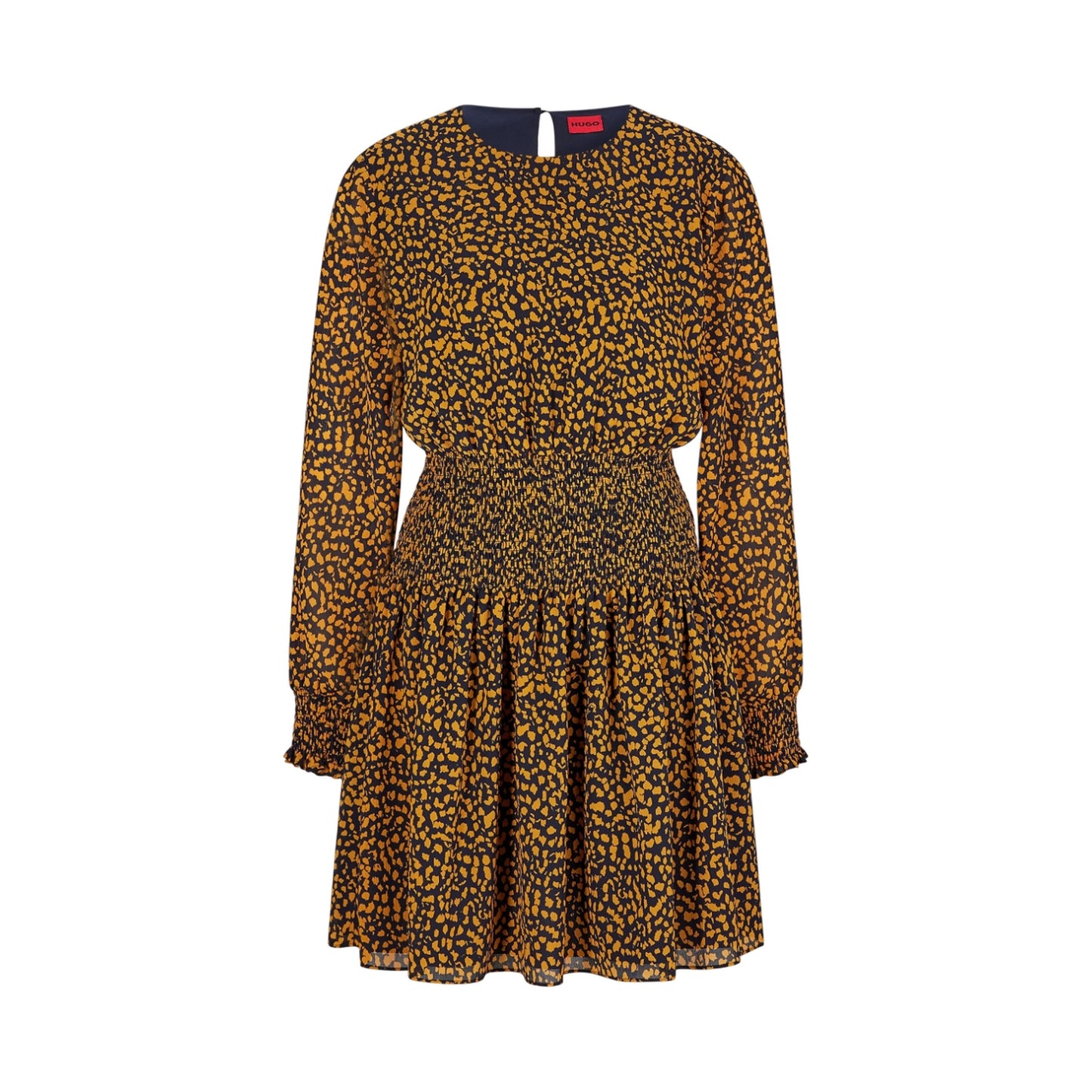 Orange-Black - Front - Hugo Womens-Ladies Kolinis-1 Animal Print Mini Dress