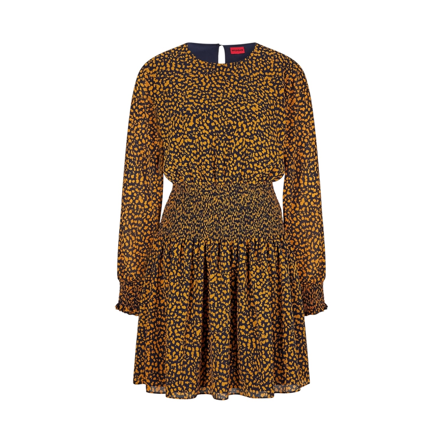Orange-Black - Front - Hugo Womens-Ladies Kolinis-1 Animal Print Mini Dress