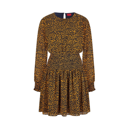 Orange-Black - Front - Hugo Womens-Ladies Kolinis-1 Animal Print Mini Dress