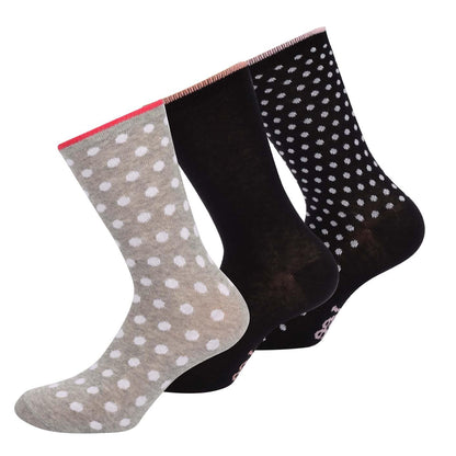 Black-Grey-Pink - Back - Lee Womens-Ladies Crew Socks (Pack of 3)