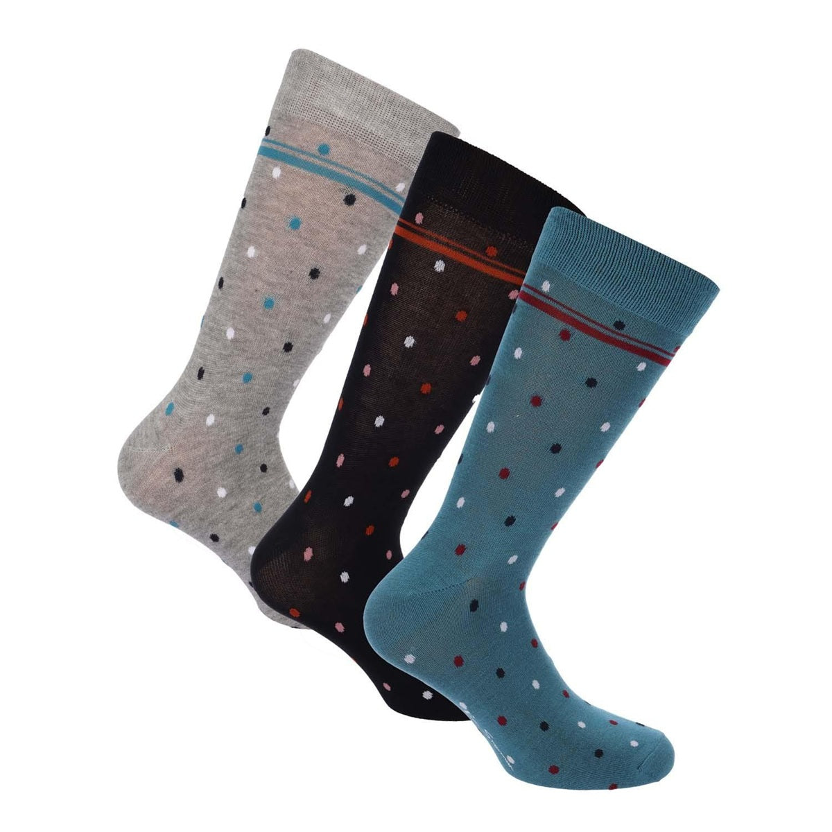 Navy-Green-Teal - Front - Ben Sherman Mens Spotted Crew Socks (Pack of 3)