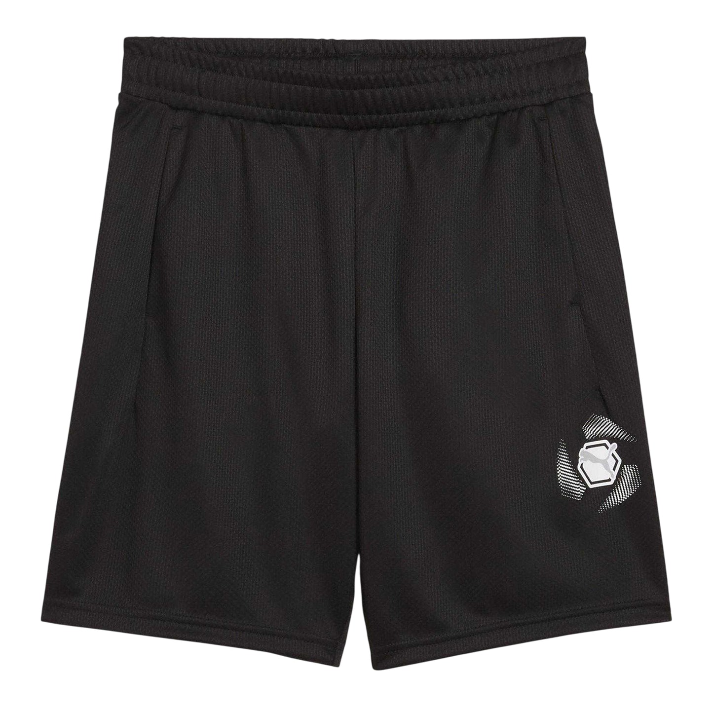 Puma Black - Front - Puma Childrens-Kids Active Graphic Print Elasticated Waist Shorts